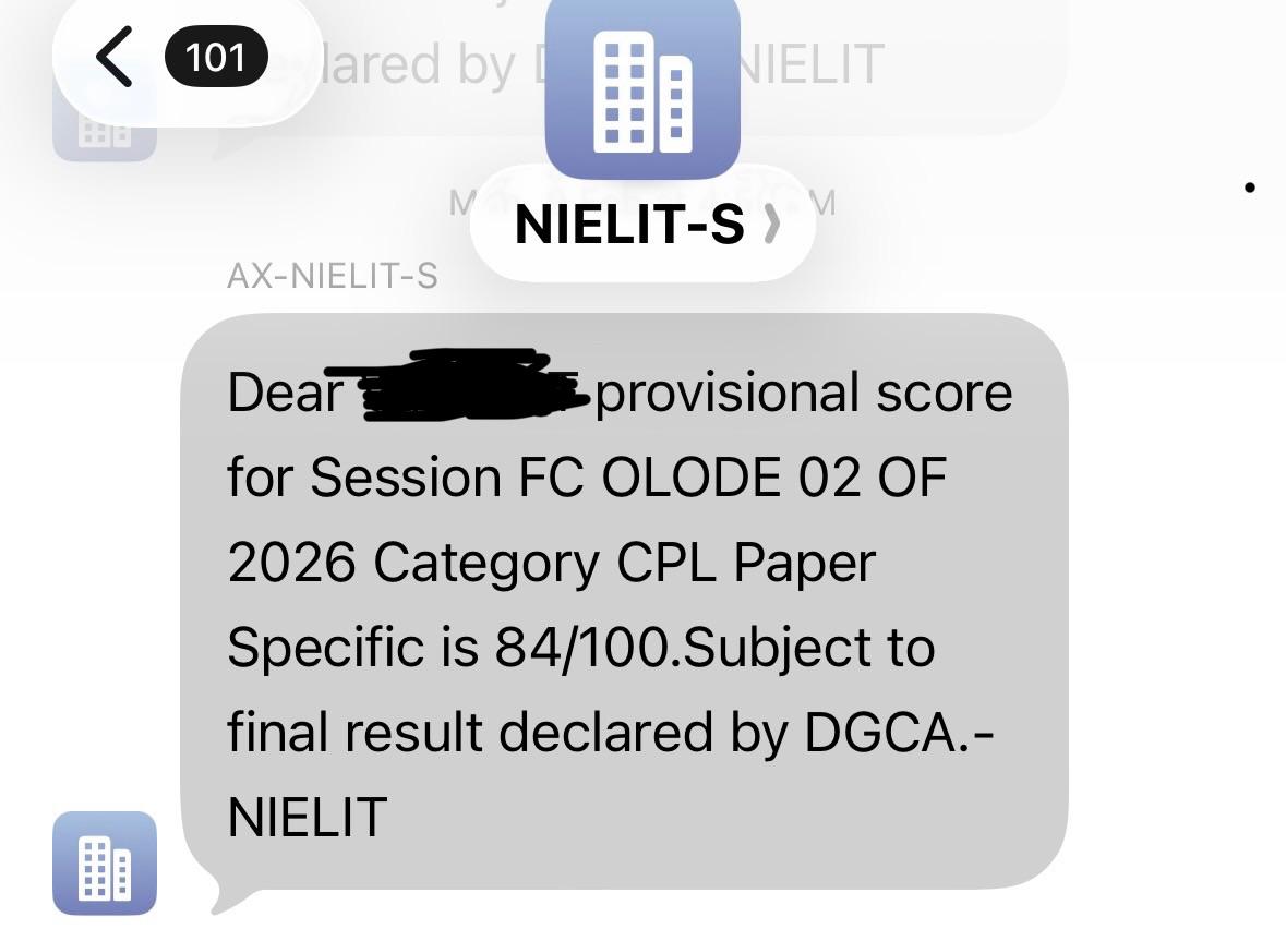 dgca result sms