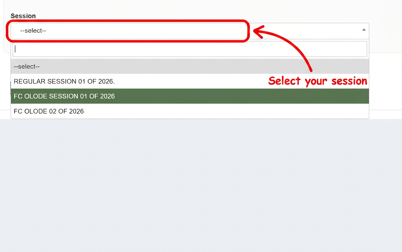 select admit card session